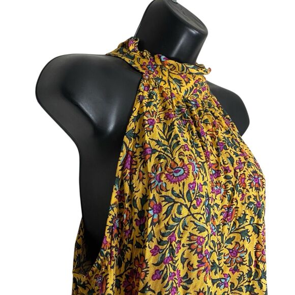 Cynthia Rowley Top Womens M Floral Boho High Neck Halter Sleeveless Tank NWT - Picture 7 of 13